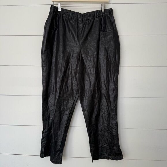 Vintage Status Women’s Medium 100% Linen Shiny pants LagenLook Minimalist - Picture 1 of 5